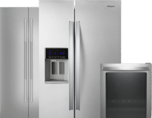 Modern refrigerator with ice maker and water dispenser for residential appliance repair service