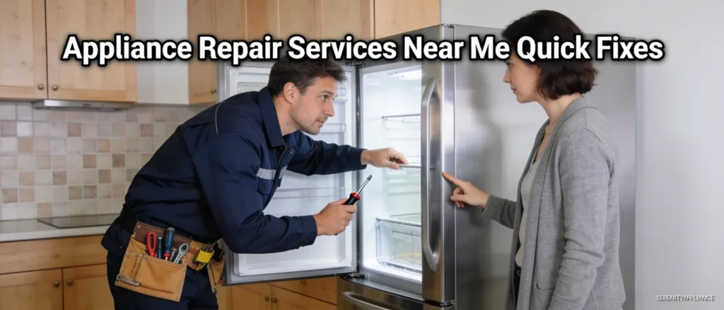 Appliance repair technician inspecting a refrigerator for quick and reliable home appliance repair service