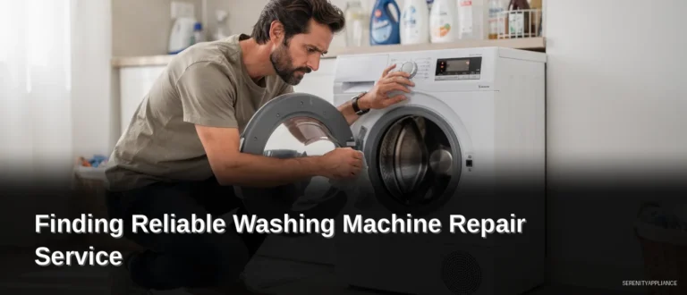 Technician inspecting a front-load washer for professional washing machine repair service